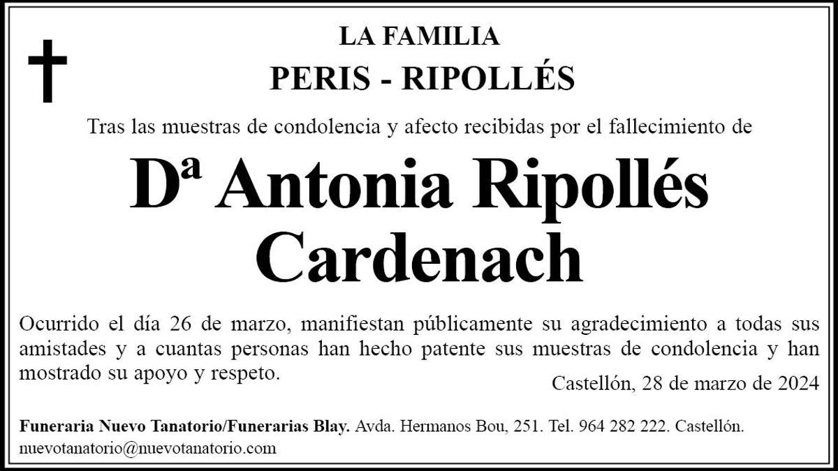Dª Antonia Ripollés Cardenach