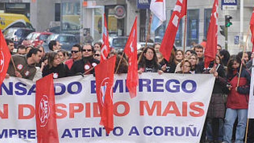 Una de las manifestaciones de los trabajadores de Atento. / víctor echave