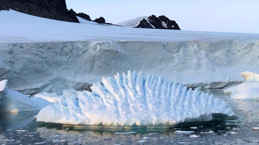 Grietas cerca de la línea de tierra del Glaciar Pine Island, en la Antártida