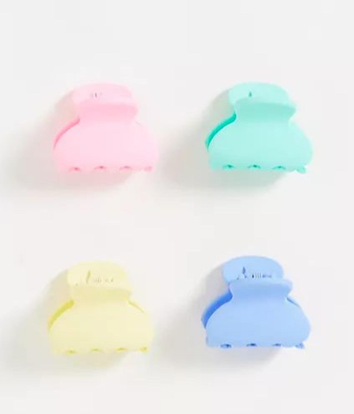 Pack de 4 pinzas para el cabello pequeñas de colores pastel de DesignB London