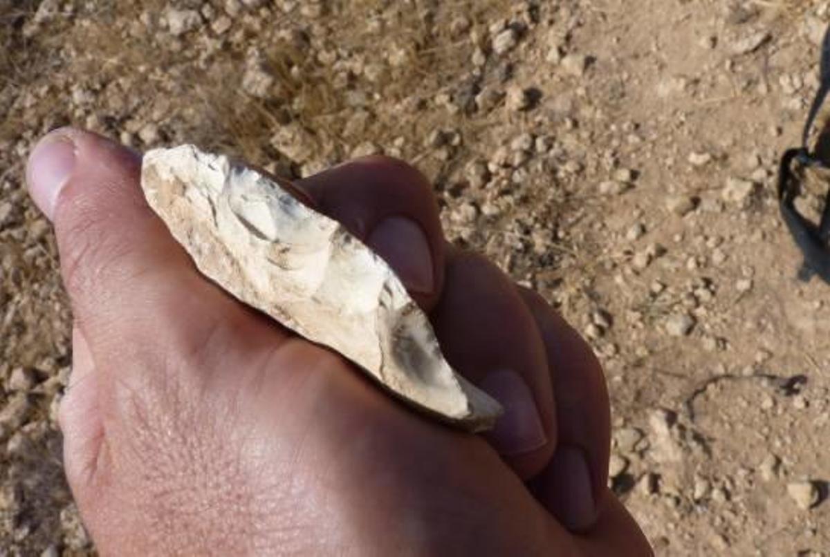 Raedera de sílex que usaba el Neandertal hallada en Santa Pola.