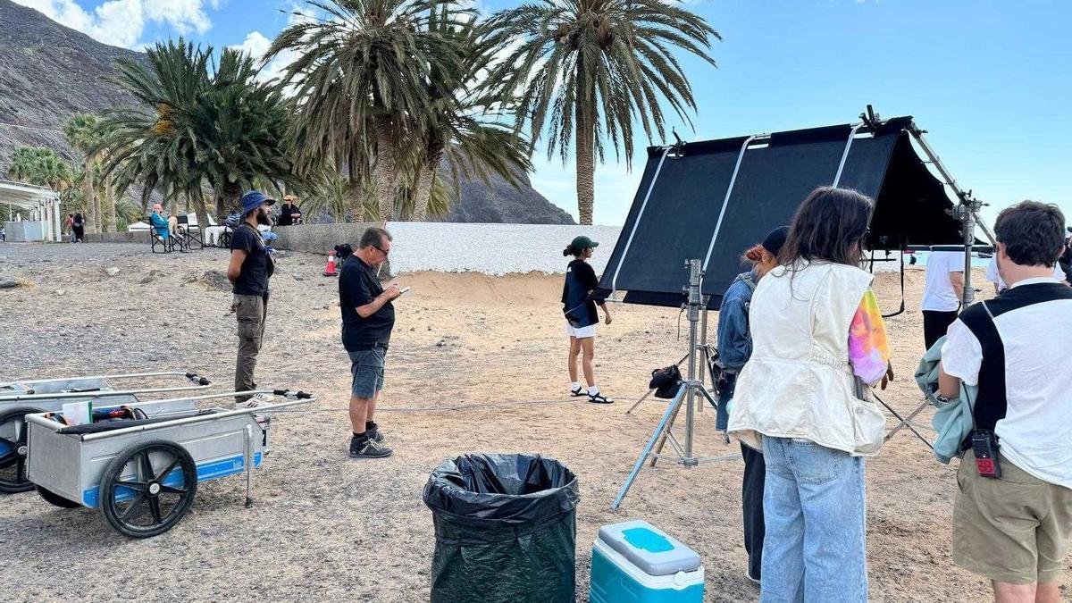 Rodaje en la playa de Las Teresitas.