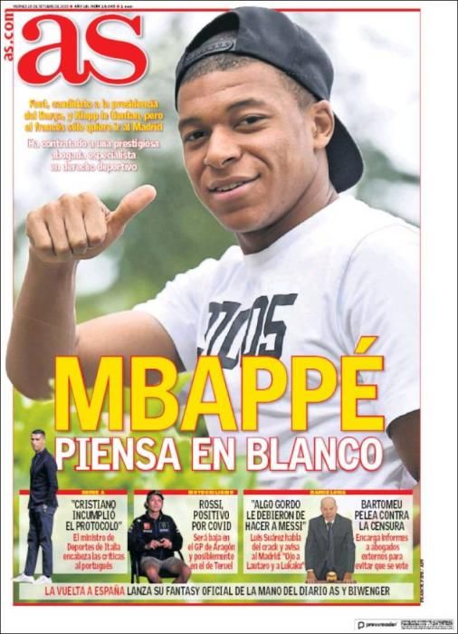 Portada AS viernes 16 octubre 2020