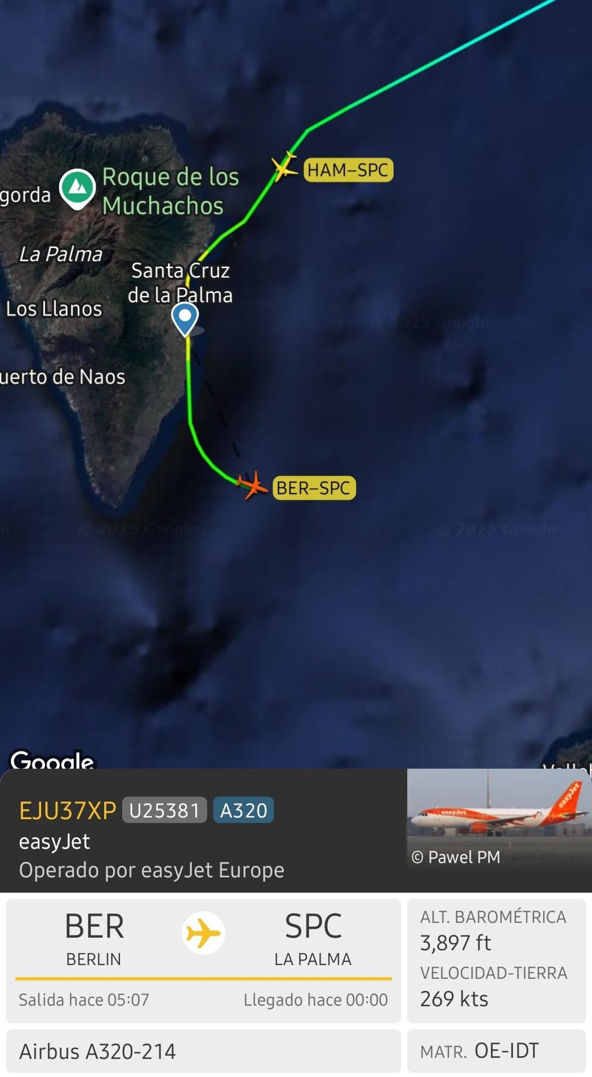 Imagen de Flishtradar24 del vuelo de Berlín a La Palma.