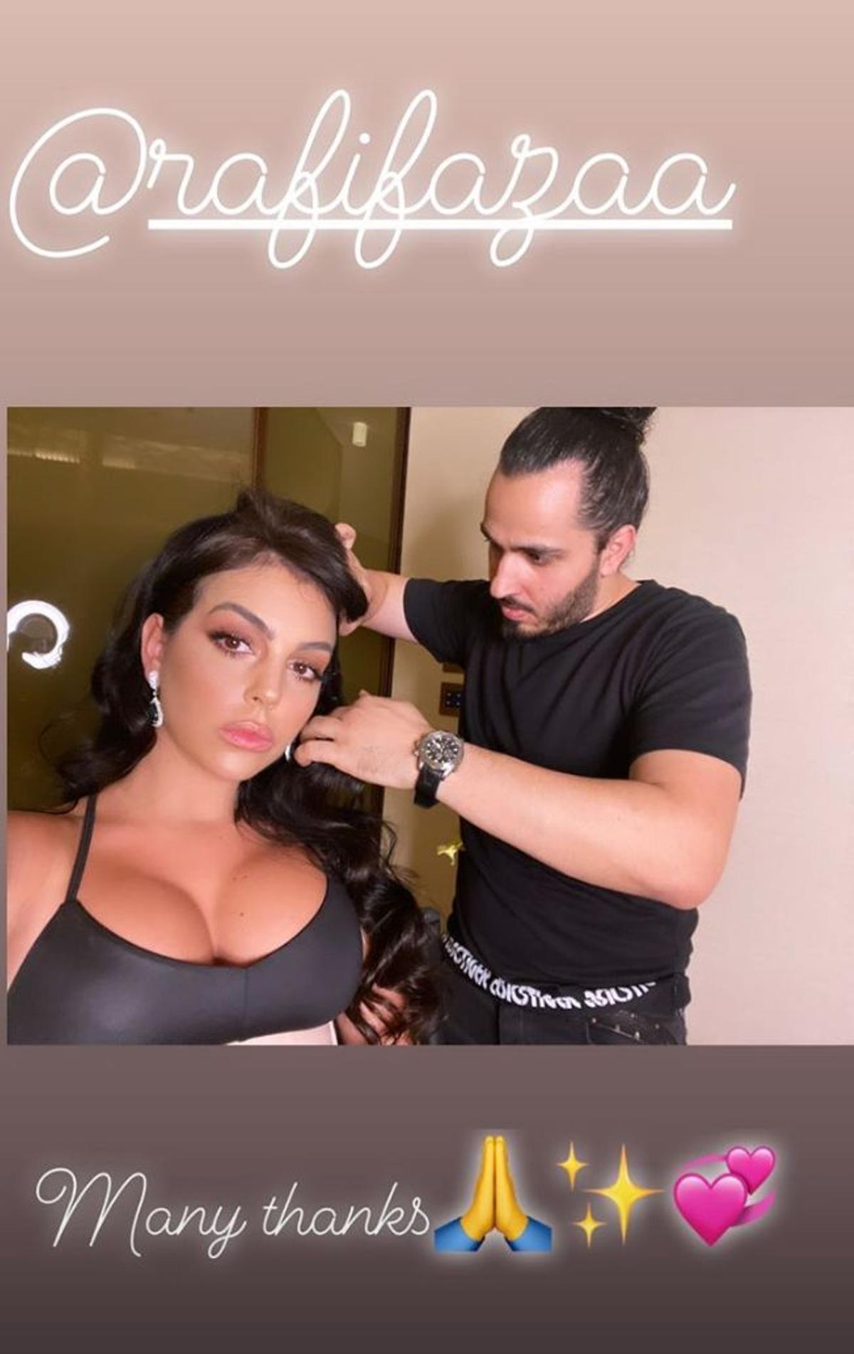 Georgina Rodríguez preparándose para la entrega de premios