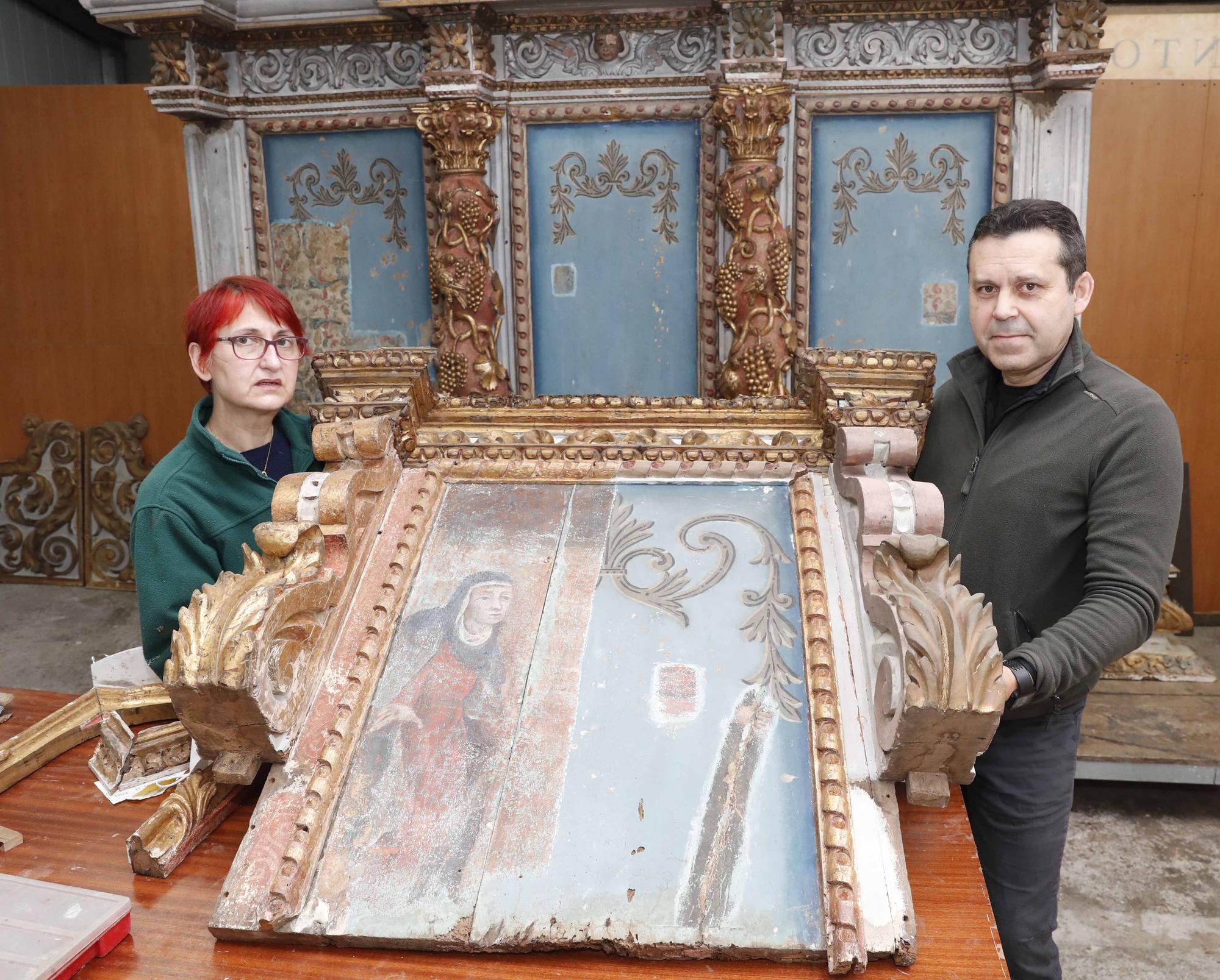 Restauración del retablo mayor de la iglesia de Liñares - As Neves