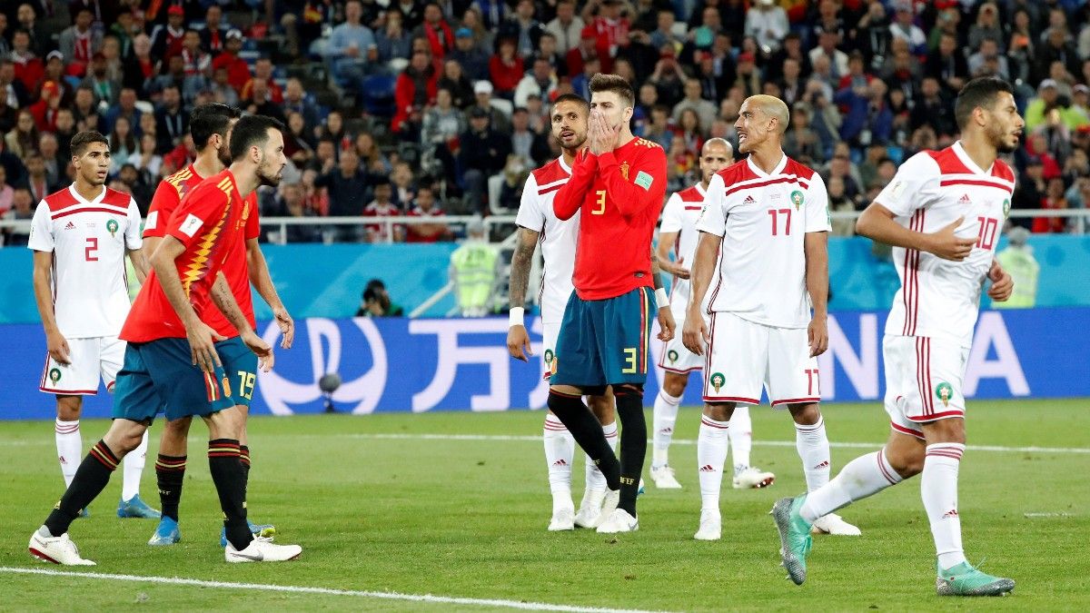 España y Marruecos en un partido de fase de grupos del Mundial de 2018