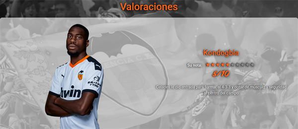 Estas son las notas del Valencia - Eibar