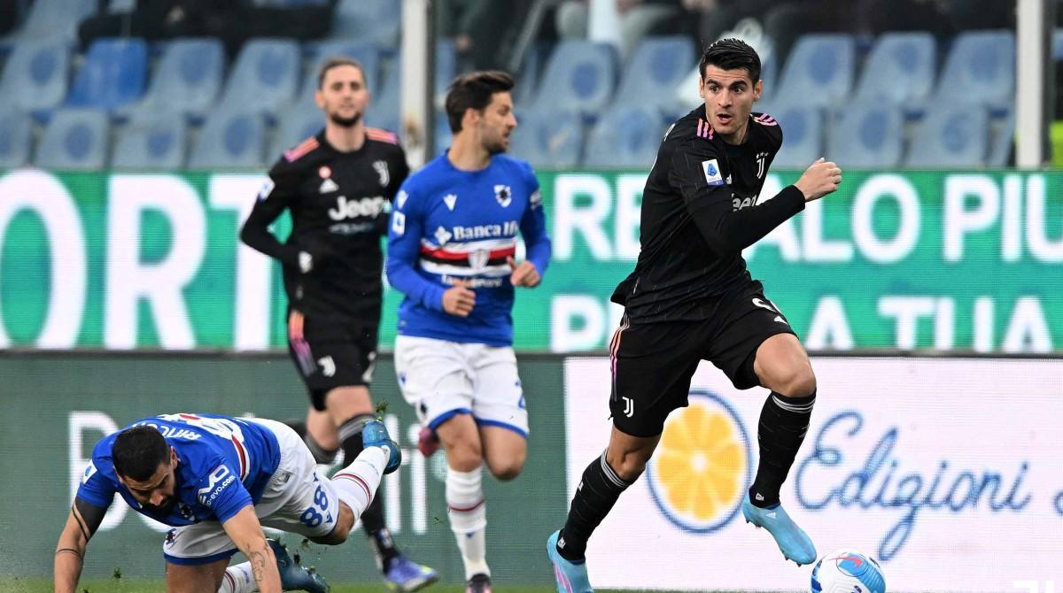 Morata, durante el partido en el Luigi Ferraris