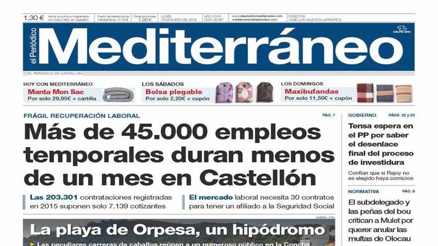 Más de 45.000 empleos duran menos de un mes en Castellón, hoy en el diario Mediterráneo