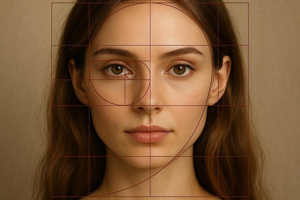 Rostro de una mujer con la proporción áurea