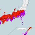 Un mapa de la Agencia Meteorológica Japonesa anunciando el riesgo de golpes de calor.