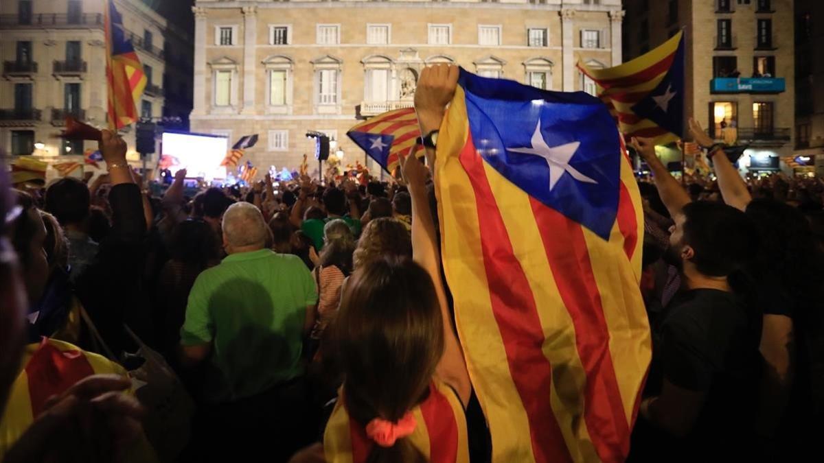 La plaza de Sant Jaume, el 27 de octubre del 2017, día de la DUI