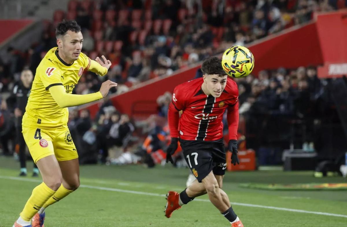 Virgili, durante el partido contra el Girona.
