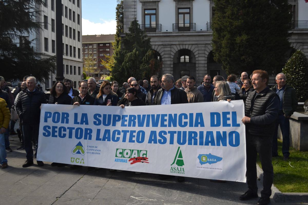 Protesta de los ganaderos por la bajada del precio de a leche.
