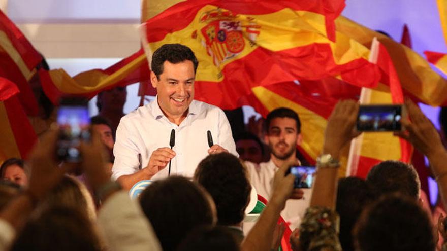 El presidente del PP-A, Juanma Moreno, en el acto celebrado en Málaga.