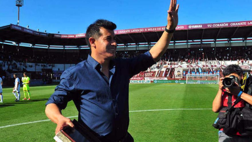 Jorge Almirón, durante su despedida como entrenador de Lanús.