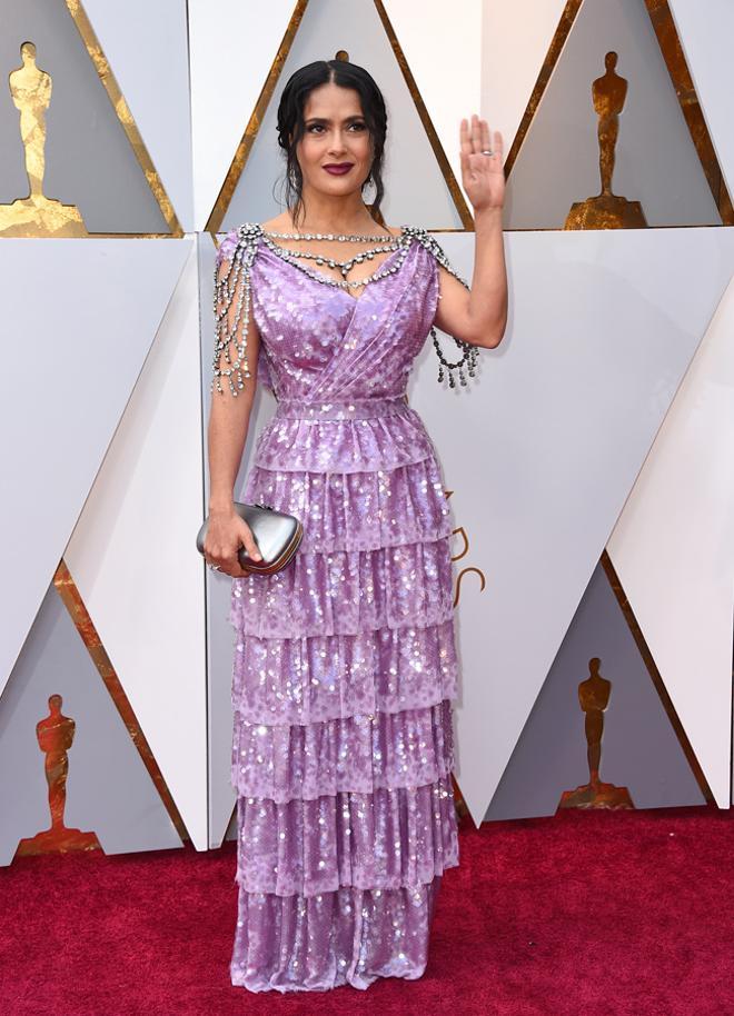 Premios Oscar 2018: look de paillettes de Salma Hakek