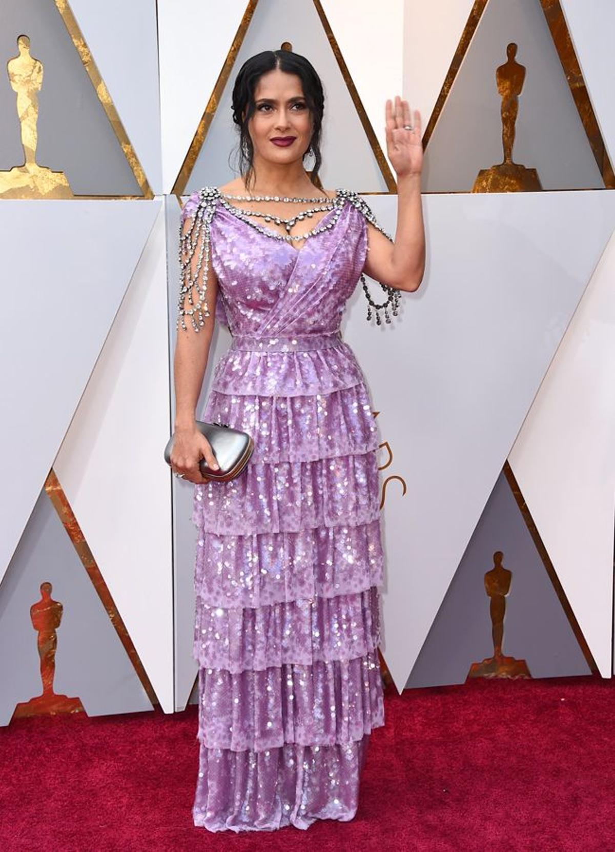 Premios Oscar 2018: look de paillettes de Salma Hakek