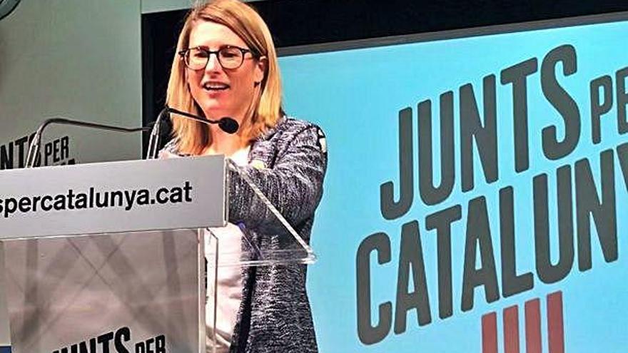 La candidata número dos de JxCat a Barcelona, Elsa Artadi, amb l&#039;exalcalde de la ciutat Xavier Trias