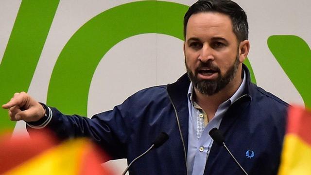 Santiago Abascal, en un mitin de Vox en San Sebastián