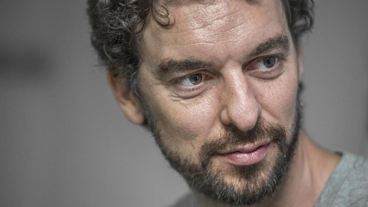 El pívot catalán Pau Gasol durante un evento en el Complejo Deportivo L'Hospitalet Nord.