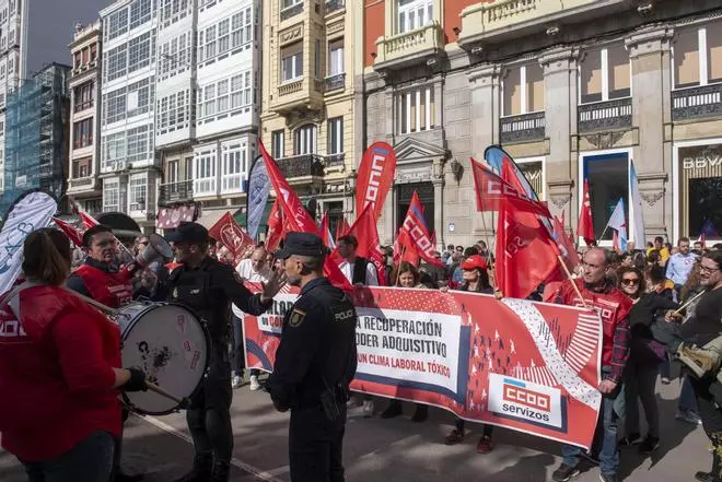 Manifestación de trabajadores del sector de la banca en A Coruña