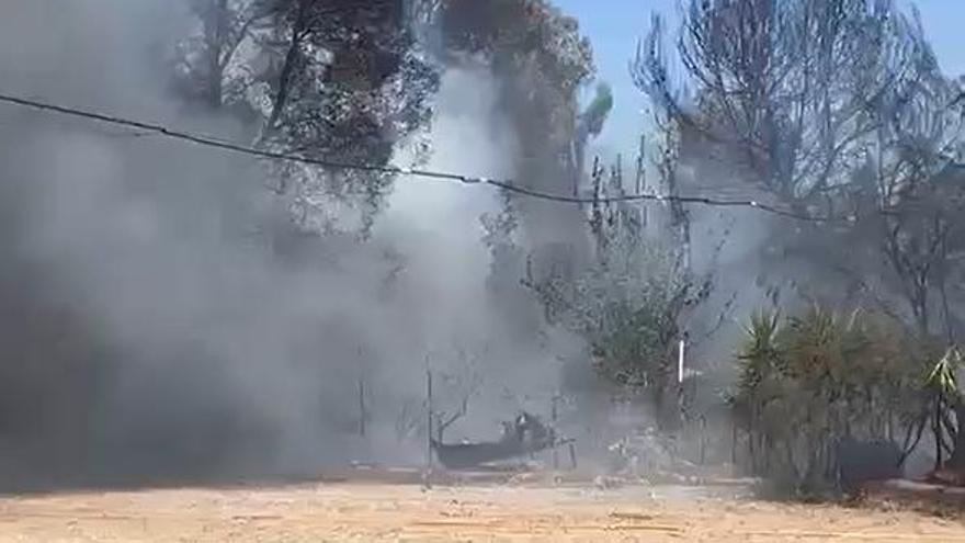 Zona de bancales arde en la huerta