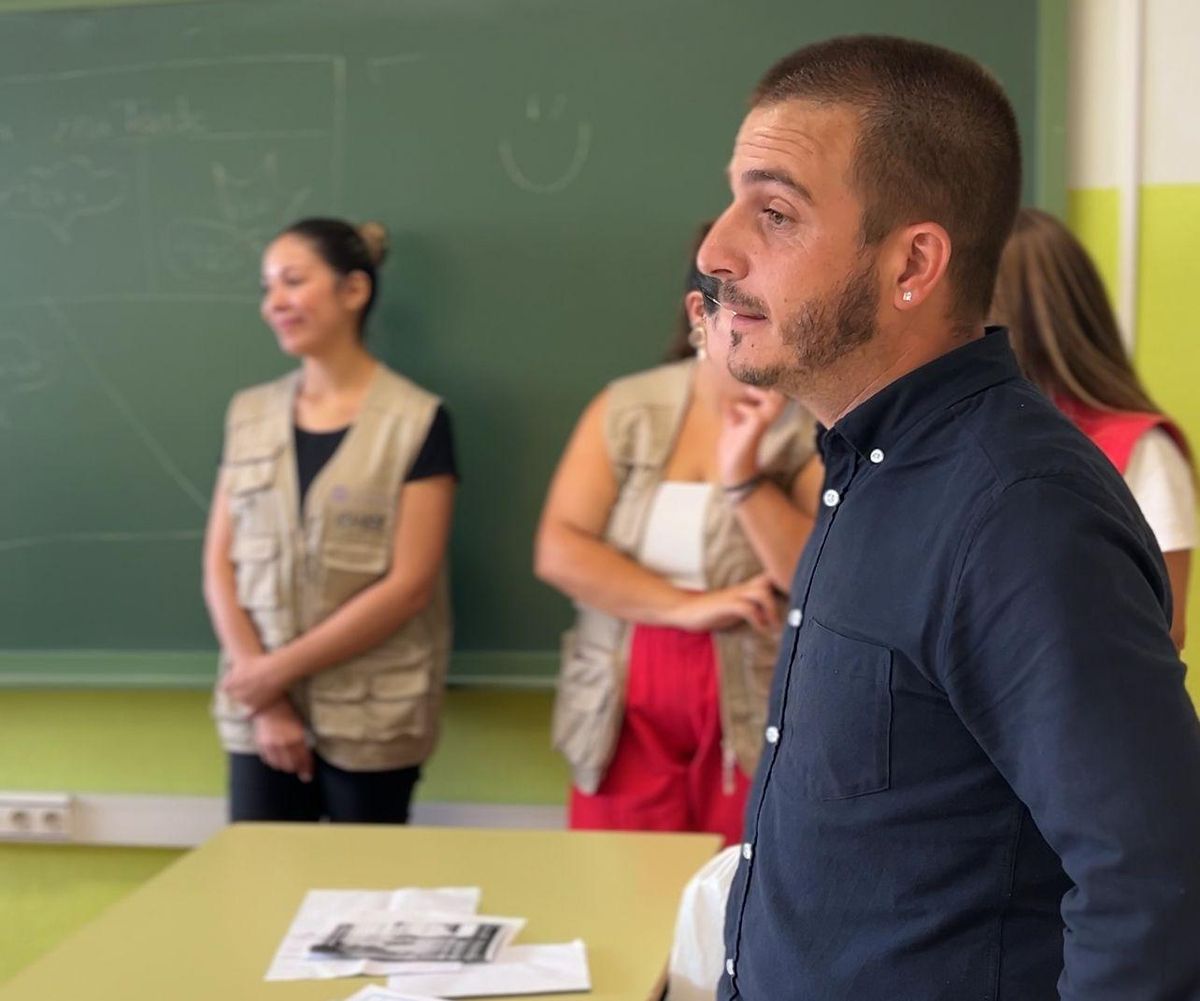 Sergio Eiroa en un colegio de La Laguna.