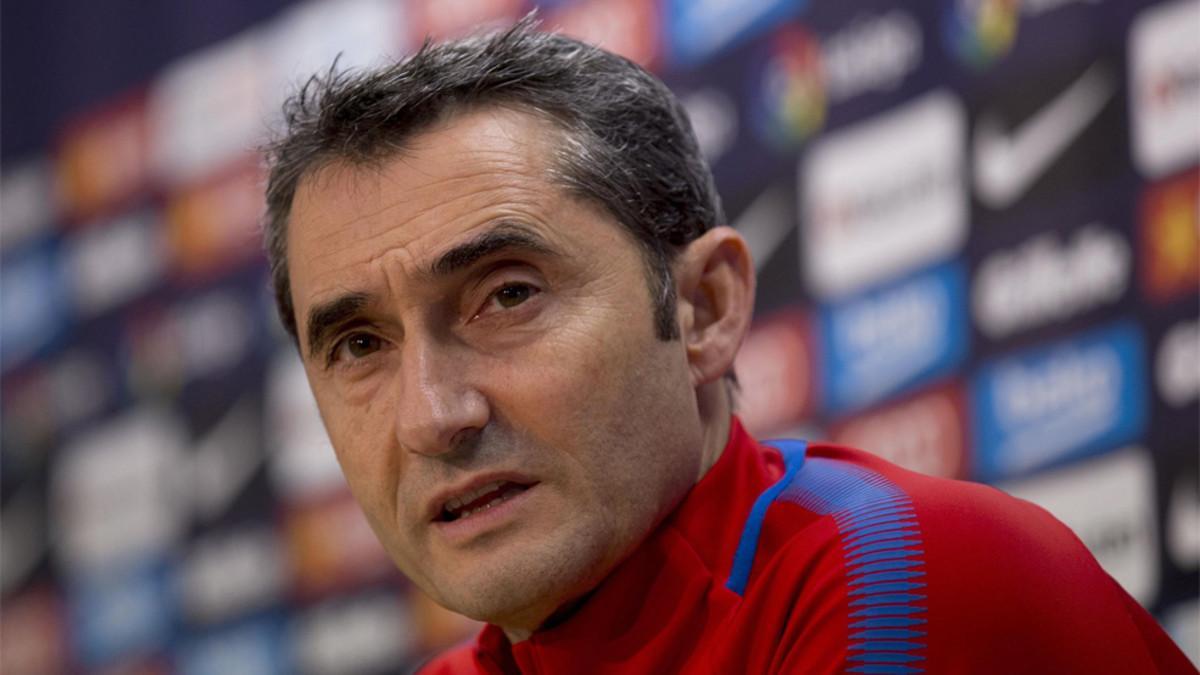 Ernesto Valverde, entrenador del FC Barcelona, en rueda de prensa