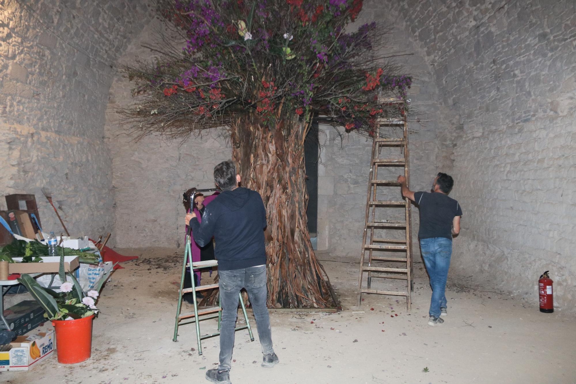 Preparació dels muntatges de 'Girona, Temps de Flors'