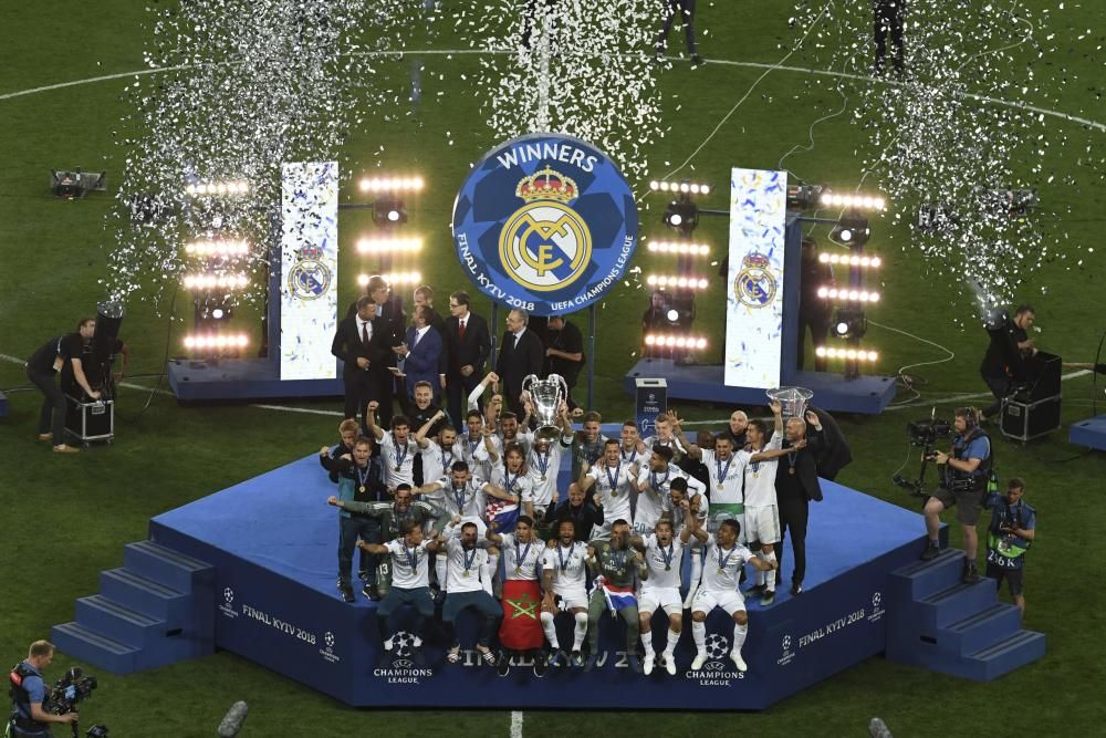 La celebración del Real Madrid tras ganar su decimotercera Copa de Europa en Kiev