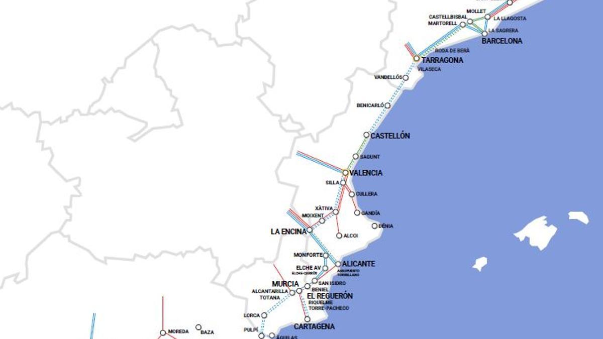 Así está la construcción del Corredor Mediterráneo en la actualidad.