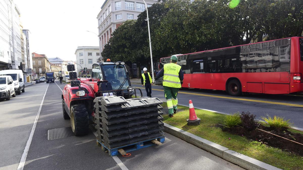 Las obras de los Cantones comienzan con la retirada de la mediana entre Obelisco y Teatro Colón
