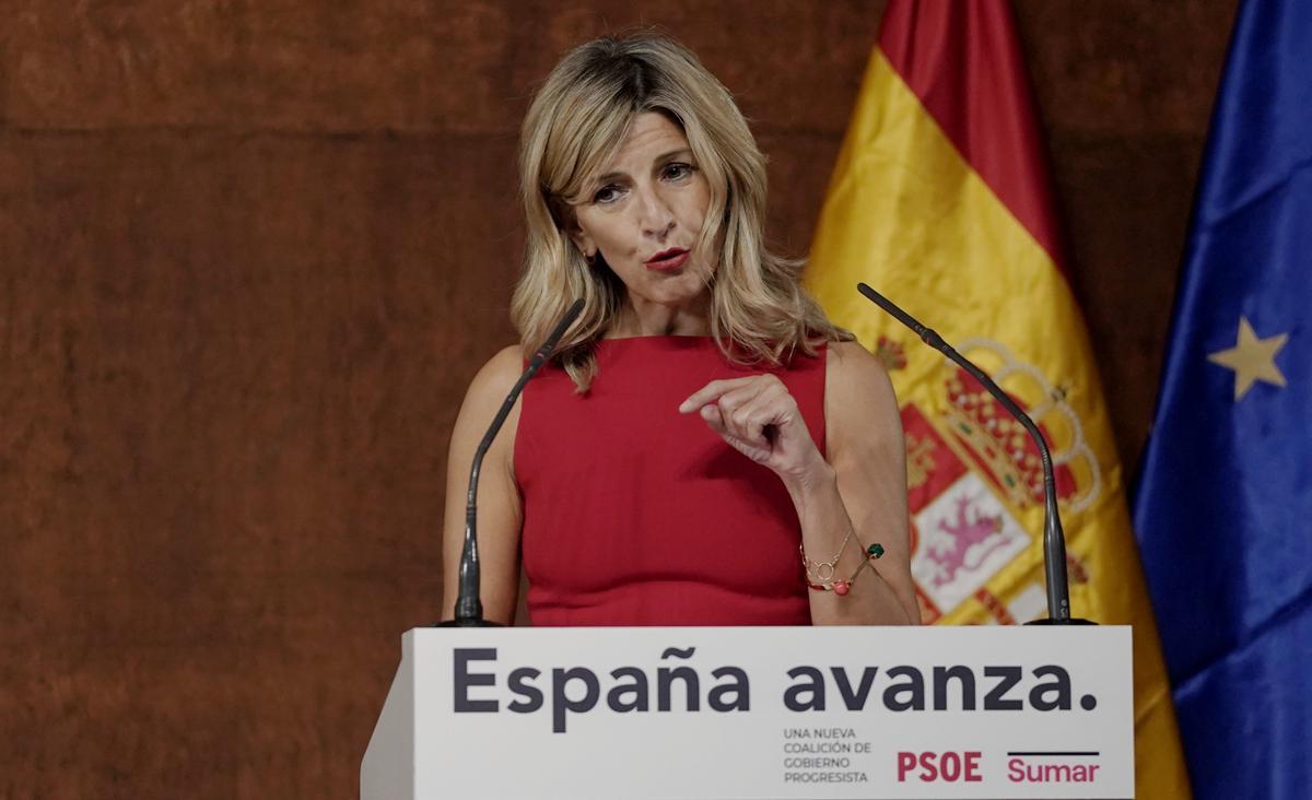 Pedro Sánchez y Yolanda Díaz sellan el acuerdo para una nueva coalición de Gobierno