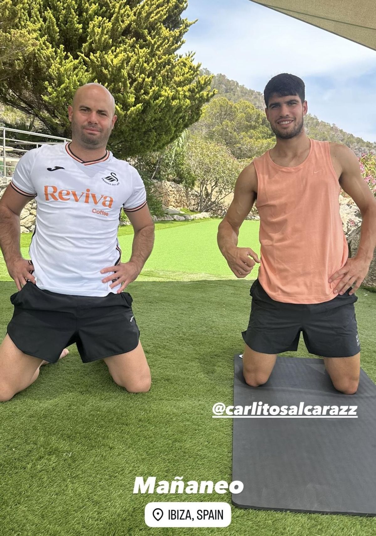 Alcaraz y Couce, por la mañana en la sesión de ejercicio.