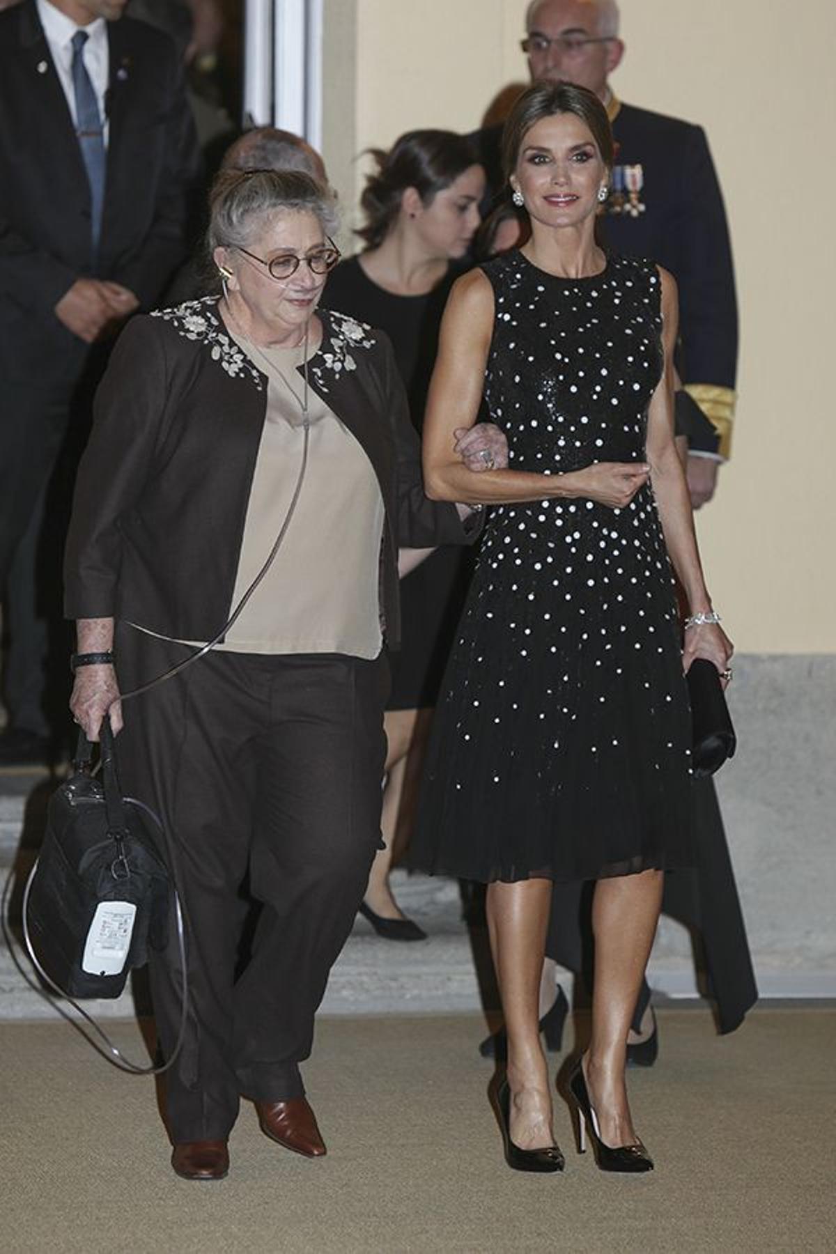 Letizia Ortiz, de Carolina Herrera, en la recepción ofrecida en el Palacio de El Pardo