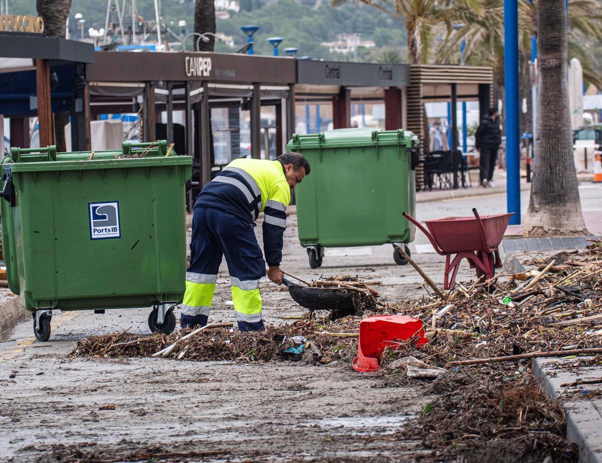 La borrasca Bella provoca grandes destrozos en el Port d'Andratx