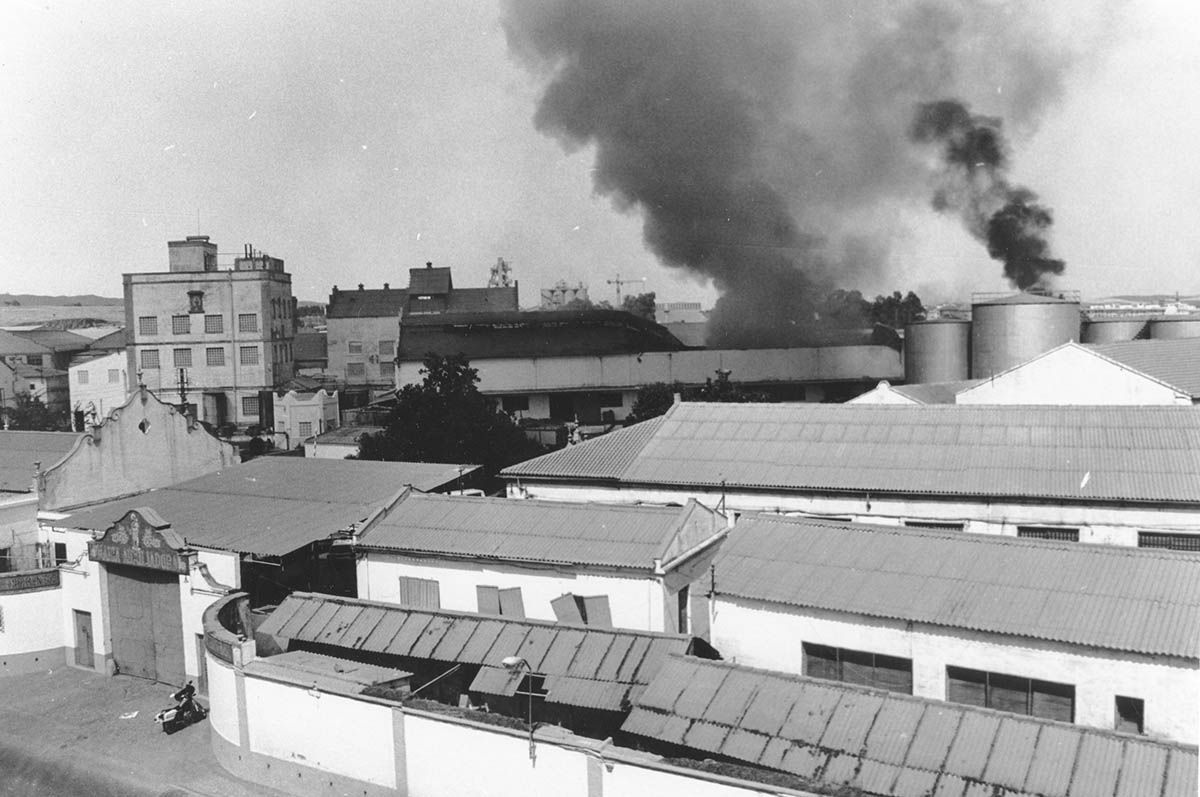 Un incendio en la fábrica en los años 90