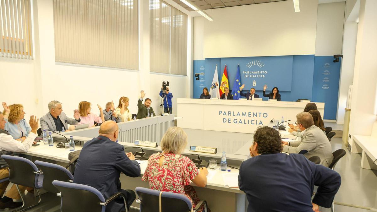 Momento de la votación de las normas de la comisión de estudio sobre la financiación autonómica del Parlamento gallego