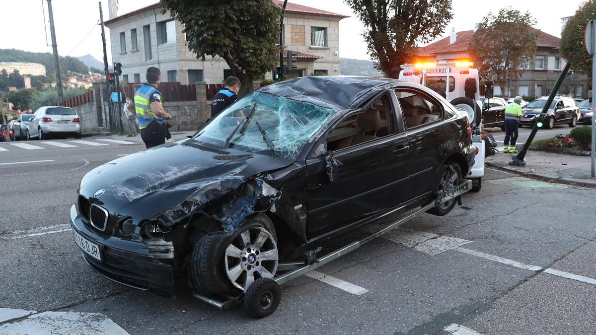 Un accidente de tráfico en pleno centro de Vigo.