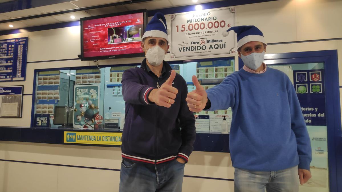 Lotería de Navidad Asturias: "Los gemelos de la suerte" reparten 60.000 euros en Gijón: "Nos quitamos la espinita"