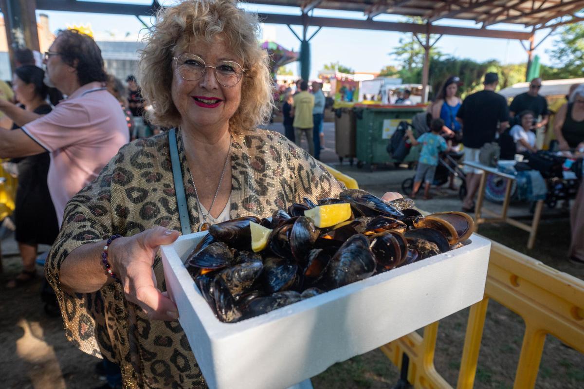 Mejillones en una fiesta gastronómica gallega.