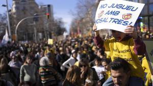 Momento de la manifestación docente del pasado 11 de febrero en Barcelona.