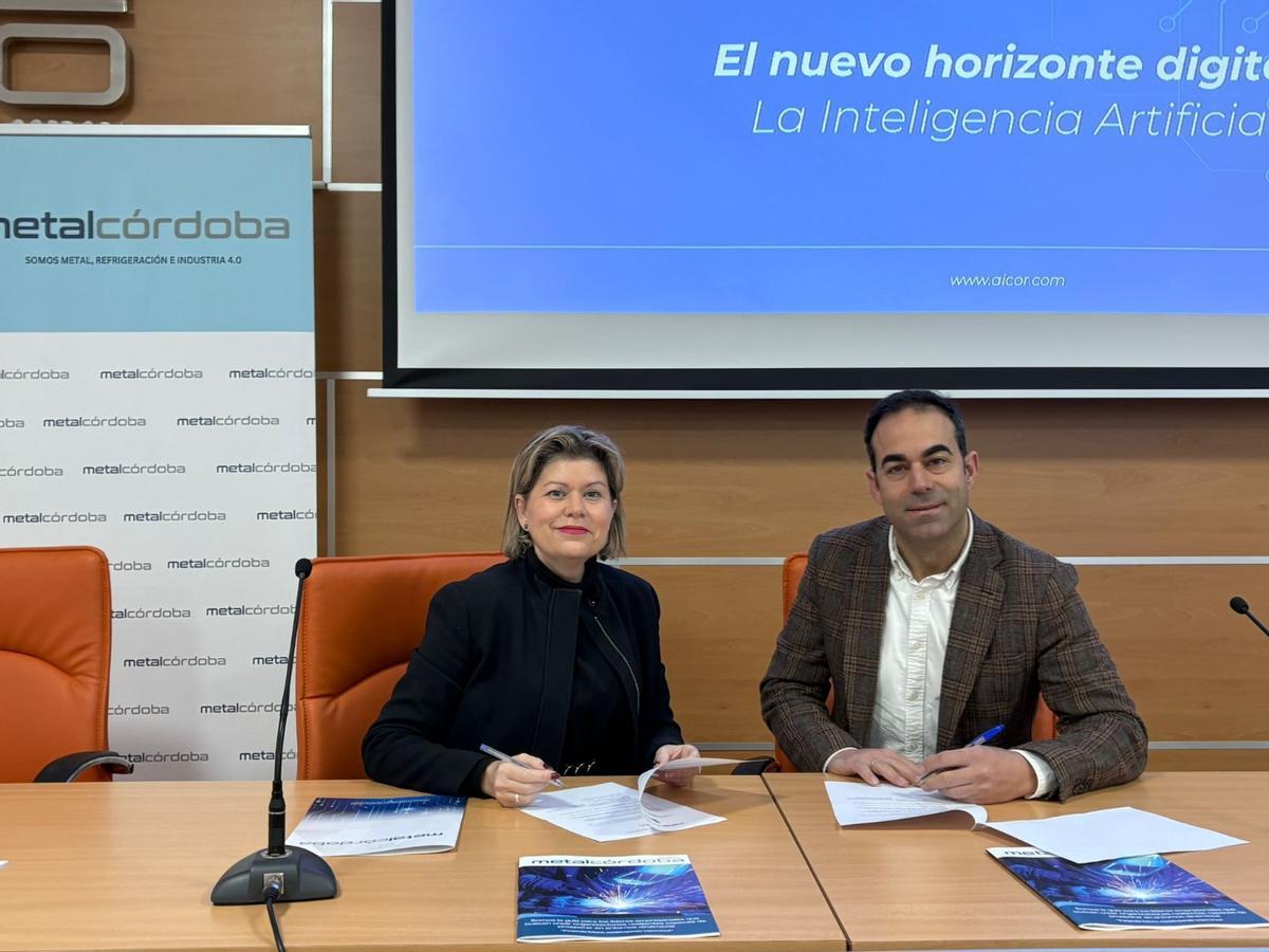 Firma del convenio de colaboracion de MetalCórdoba y AECA.