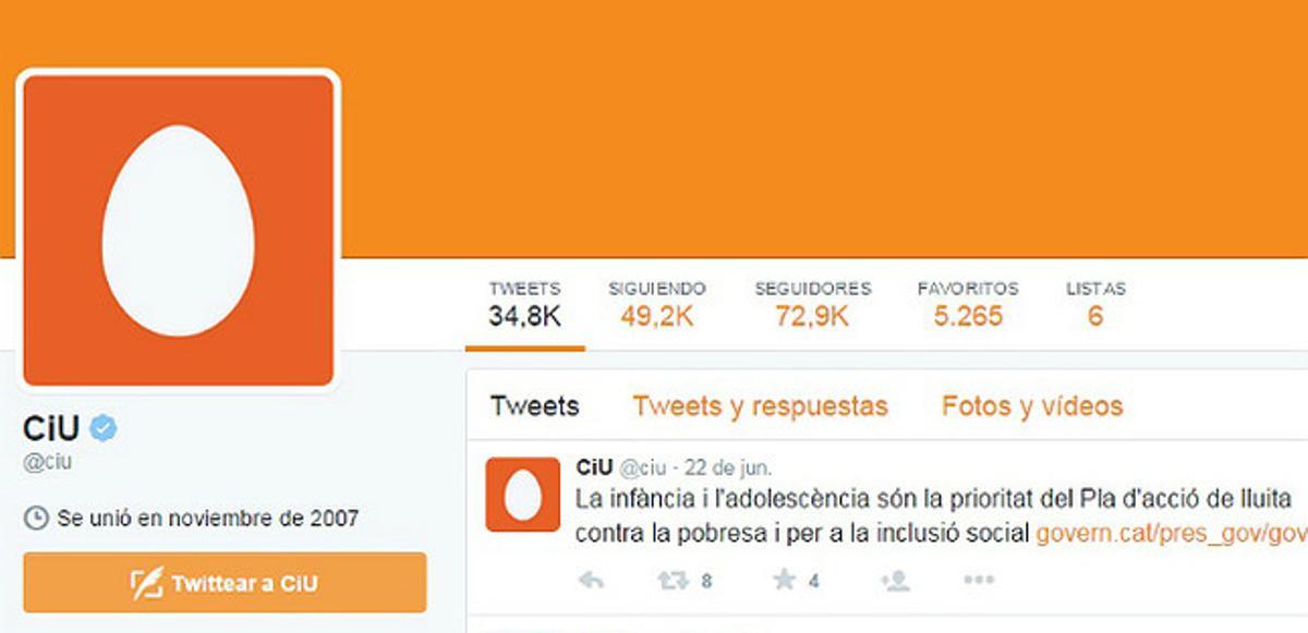 La nova ’cara’ del compte de CiU a Twitter. La nova ’cara’ del compte de CiU a Twitter.