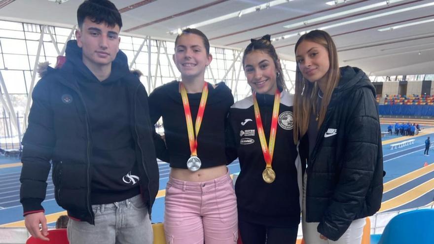 El Ciudad de Lugones es de oro: Silvia Plata, campeona de España de 400, y Celia Fernández subcampeona de de pentatlón