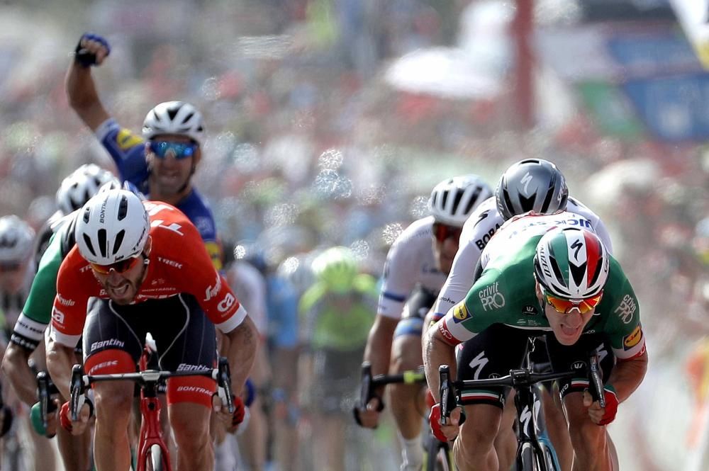 El italiano Elia Viviani (Quick Step) en los metros finales de la décima etapa de la Vuelta a España.