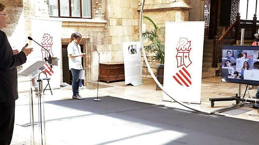 Ximo Puig durante la rueda de prensa telemática posterior a la conferencia de presidentes.