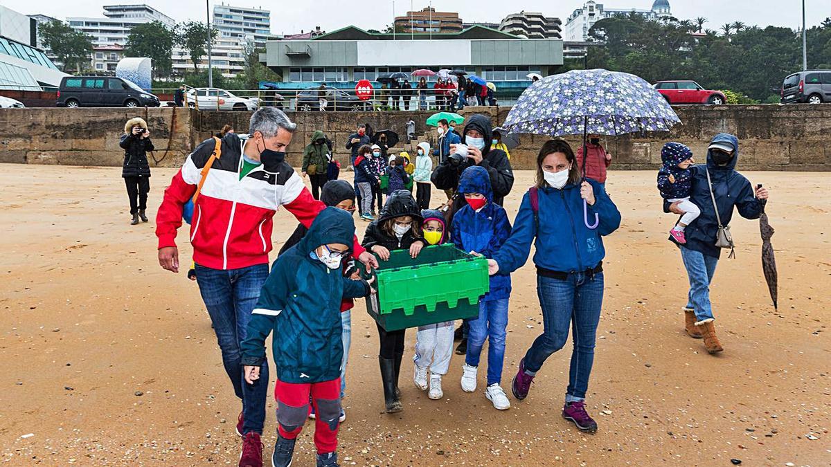 Solta de ratlles en una platja de la mar Cantàbrica. | LEVANTE-EMV